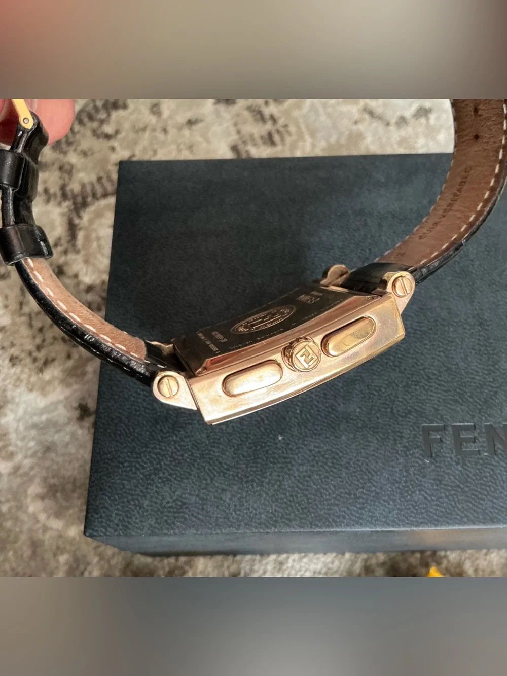 Authentic FENDI QUADRO CHRONOGRAPH DRESS watch w box and card 🔥🔥